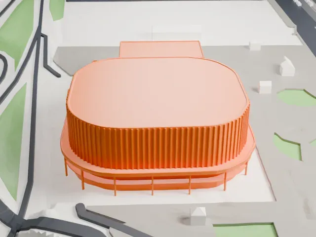 Adidas Arena model, West view