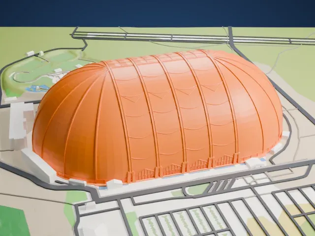 Aerium airship hangar model, North view
