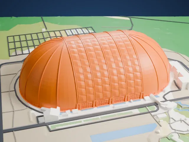 Aerium airship hangar model, South view