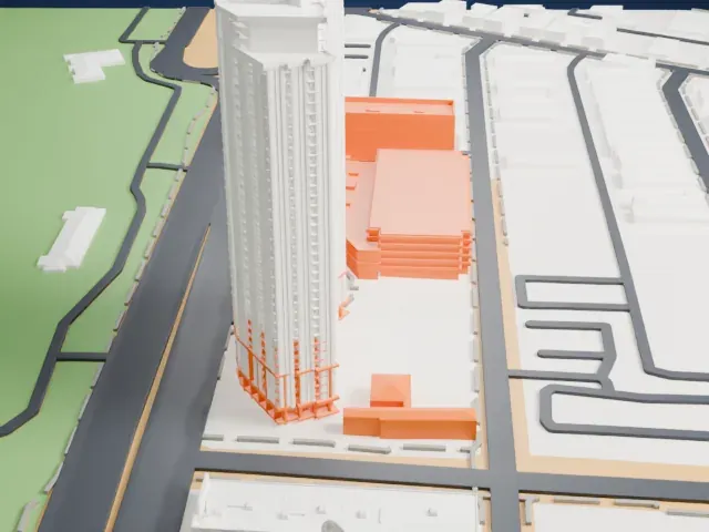 Ahern Hotel model, East view