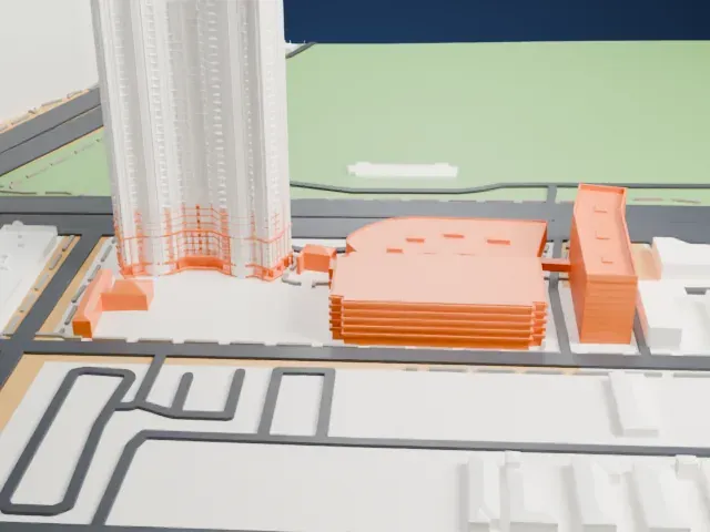 Ahern Hotel model, North view