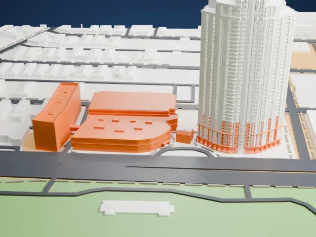 Ahern Hotel model, South view