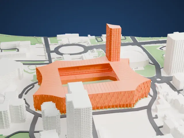 Air Albania Stadium model, East view