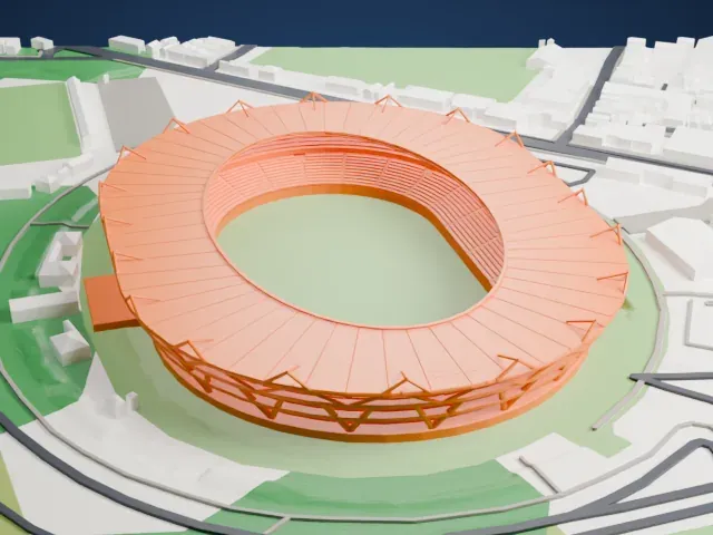 Ajinomoto Stadium model, North view