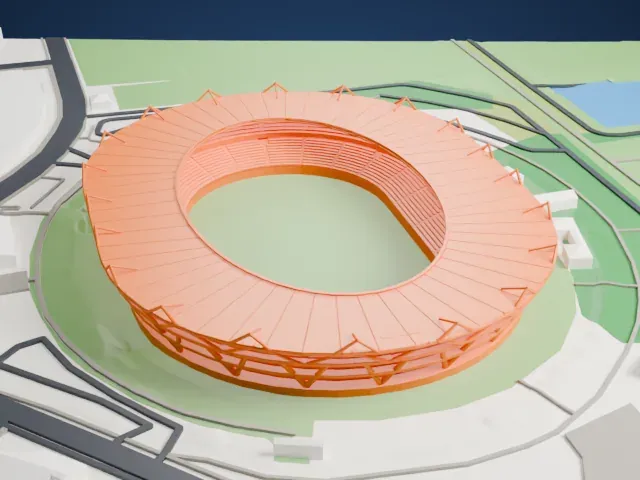 Ajinomoto Stadium model, South view