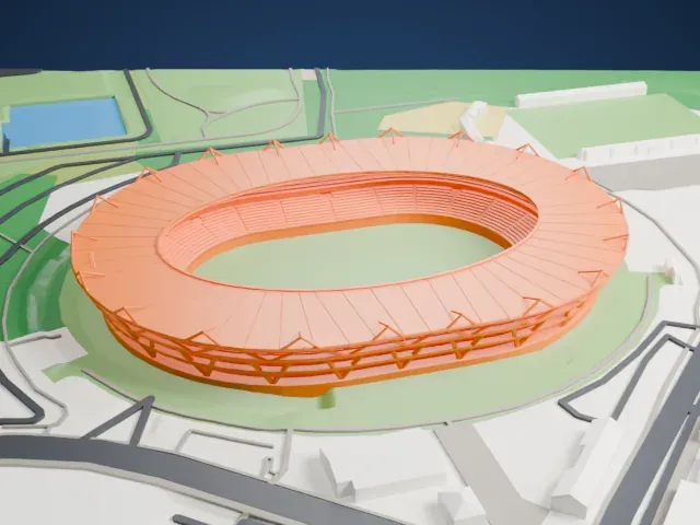 Ajinomoto Stadium model, West view