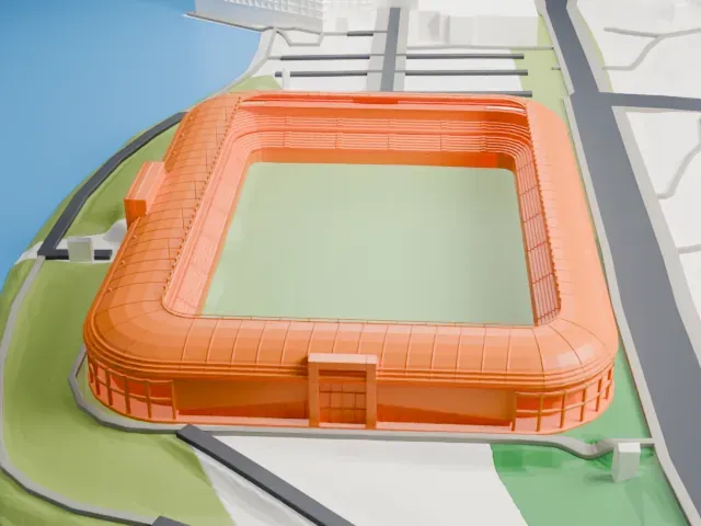 Aker Stadion model, East view