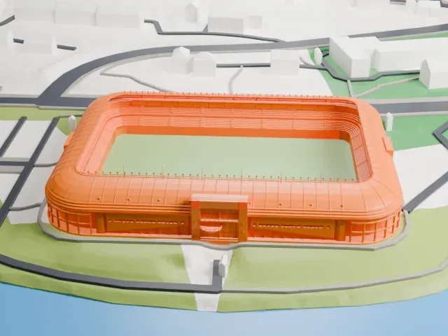 Aker Stadion model, South view