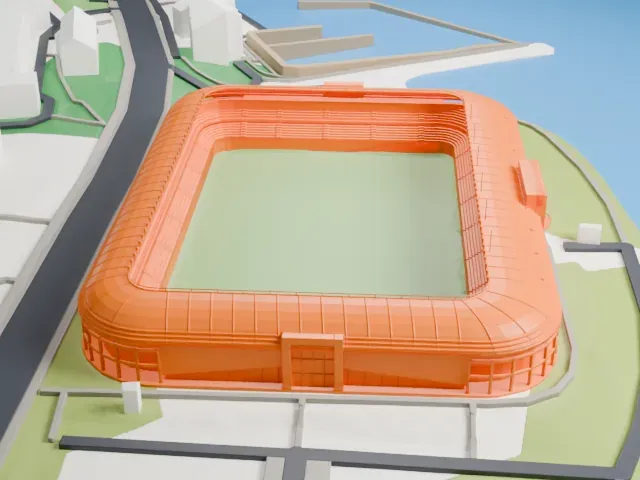 Aker Stadion model, West view