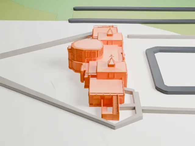 Akron Fulton Airport Administration Building model, East view