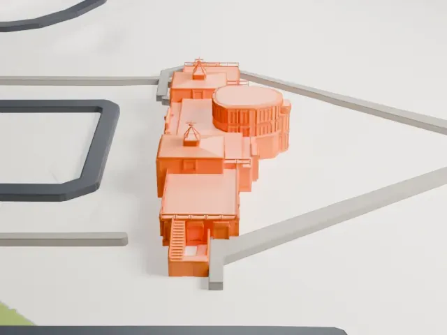 Akron Fulton Airport Administration Building model, West view