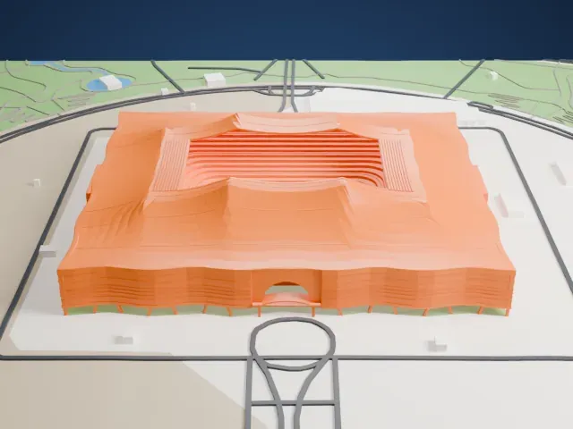 Al Bayt Stadium model, East view