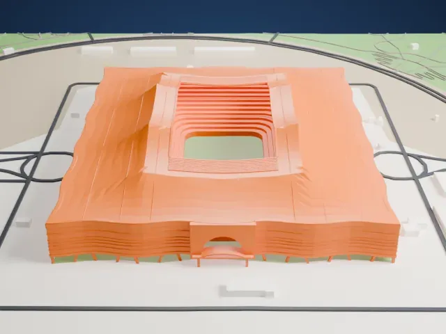 Al Bayt Stadium model, North view