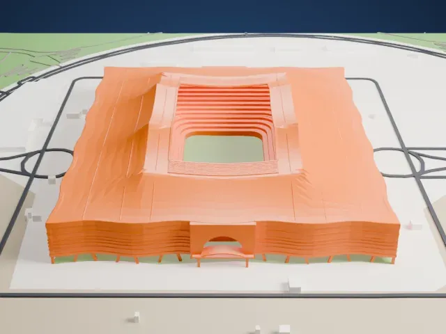 Al Bayt Stadium model, South view