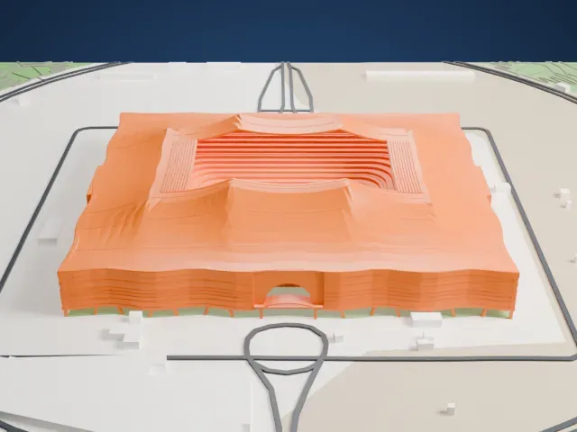 Al Bayt Stadium model, West view