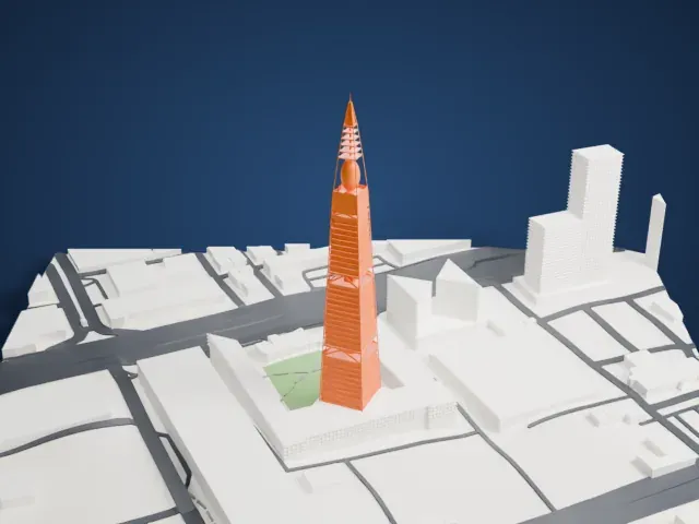 Al Faisaliah Tower model, East view