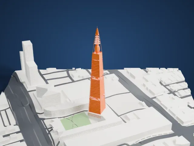 Al Faisaliah Tower model, South view