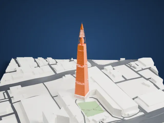 Al Faisaliah Tower model, West view