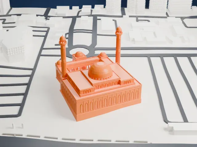 Al Fateh Grand Mosque model, West view