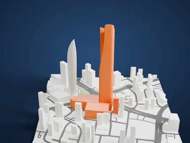 Al Hamra Tower model, East view
