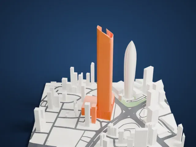 Al Hamra Tower model, North view