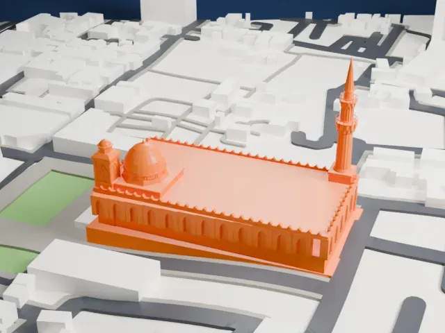 Al-Hussein Mosque model, East view
