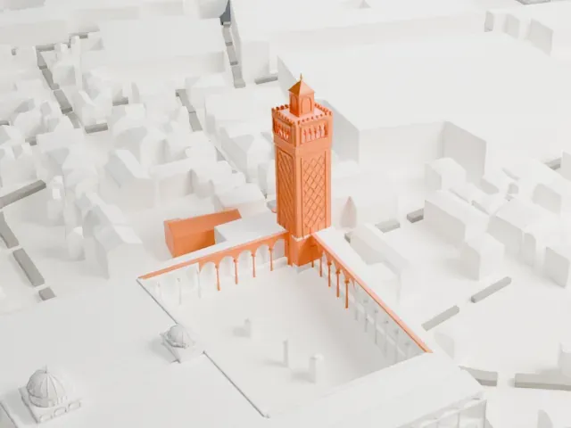 Al-Zaytuna Mosque model, East view