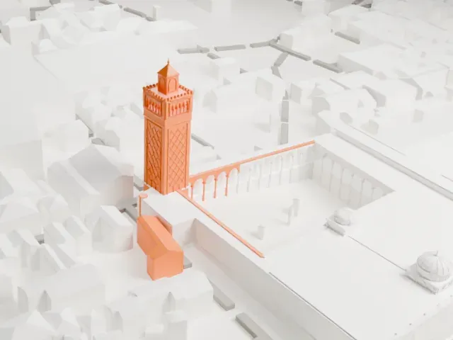 Al-Zaytuna Mosque model, South view