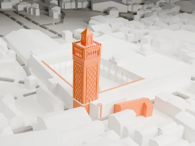 Al-Zaytuna Mosque model, West view