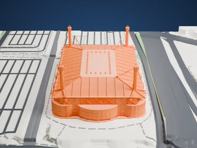 Alamodome model, North view