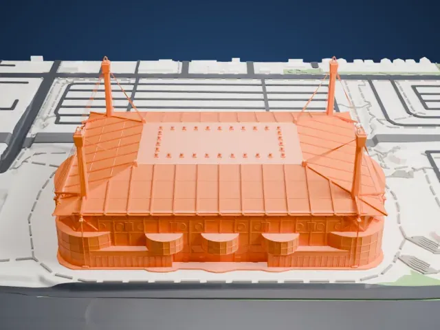 Alamodome model, West view