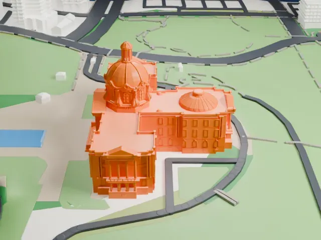 Alberta Legislature Building model, West view