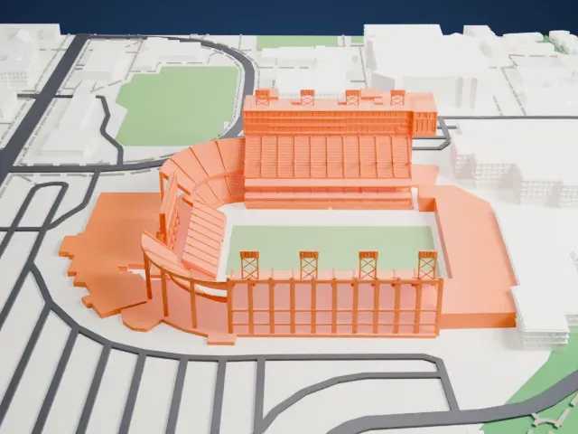 Albertsons Stadium model, East view