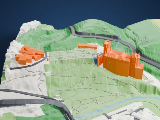 Alcázar of Segovia model, North view