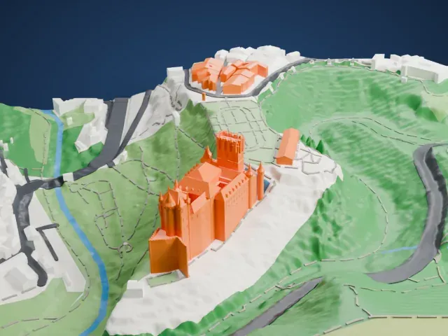 Alcázar of Segovia model, West view