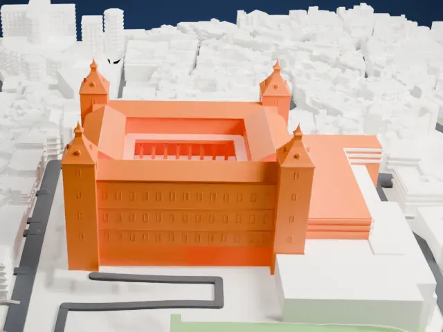 Alcázar of Toledo model, East view