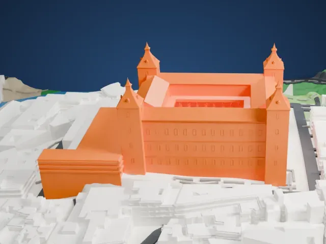 Alcázar of Toledo model, West view