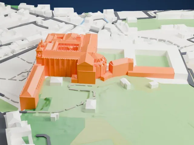 Alcobaça Monastery model, South view