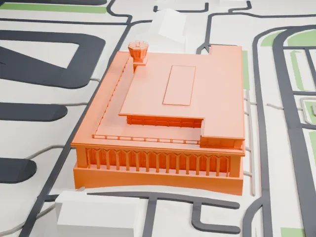 Aleppo International Airport Terminal model, East view