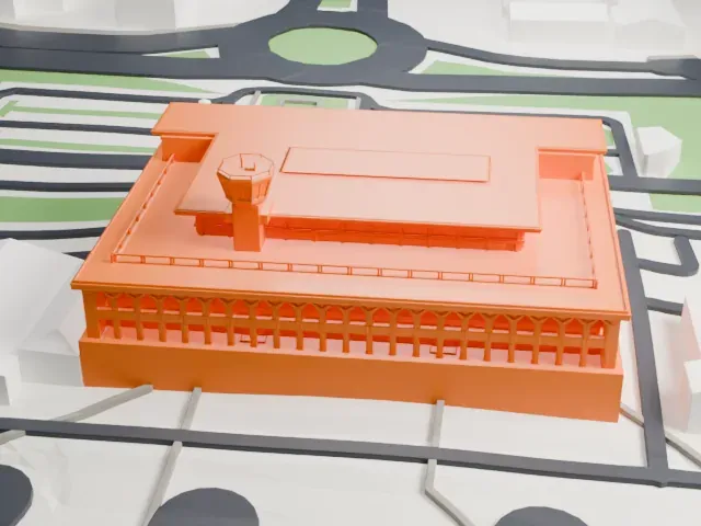 Aleppo International Airport Terminal model, South view