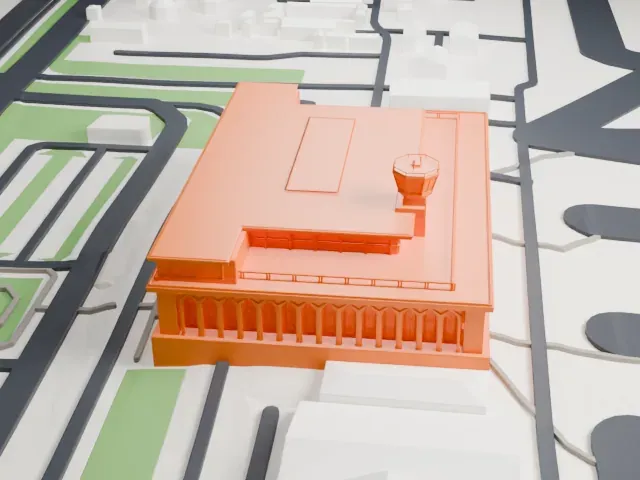 Aleppo International Airport Terminal model, West view