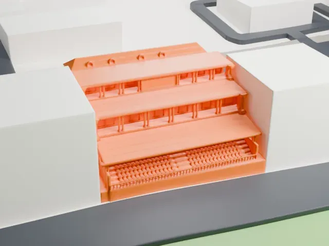 Alexandria Stadium model, South view