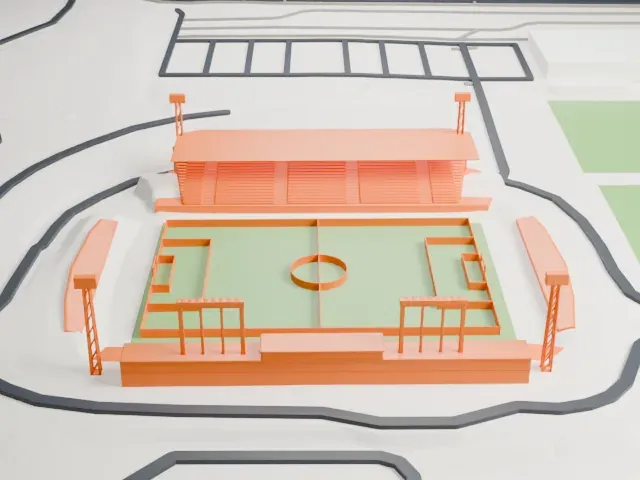 Alfredo Di Stéfano Stadium model, East view