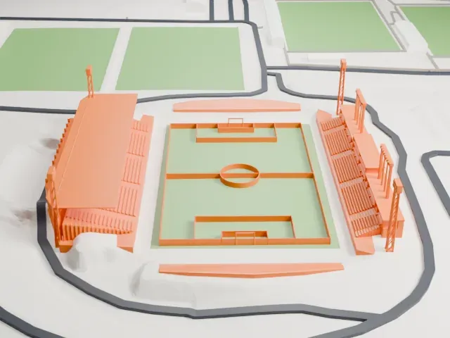 Alfredo Di Stéfano Stadium model, South view