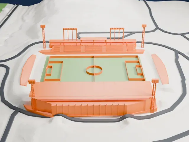 Alfredo Di Stéfano Stadium model, West view