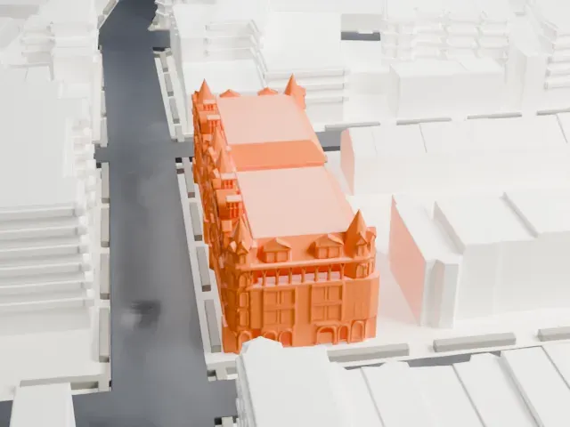Alhambra Apartments model, North view