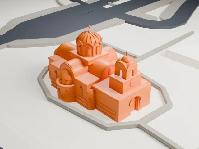 All Serbian Saints Serbian Orthodox Church model, West view