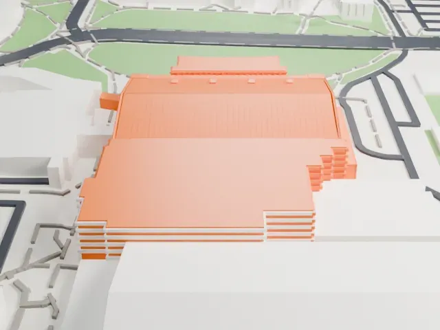 Allen Fieldhouse model, West view