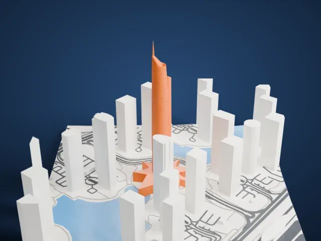 Almas Tower model, North view