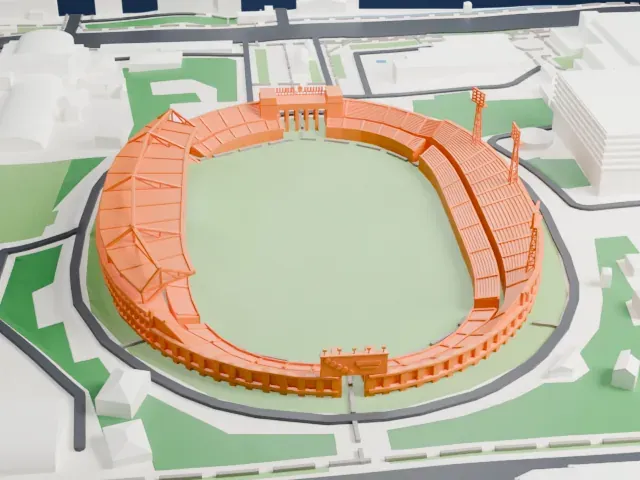 Almaty Central Stadium model, South view